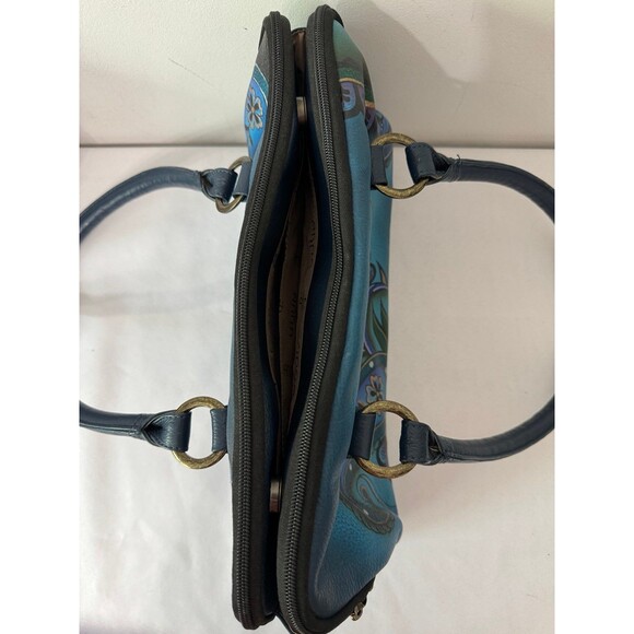 ANNA BY ANUSHKA LEATHER HANDPAINTED MULTI COMPARTMENT SACHEL 8038 - Picture 7 of 11